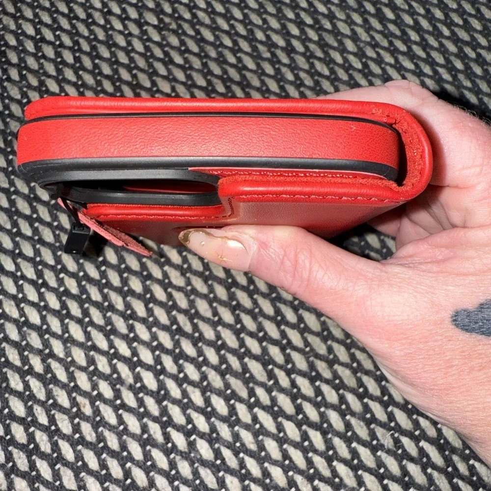 WENSELLE Luxury Red Leather Wallet Phone Case with MagSafe & Card Slots